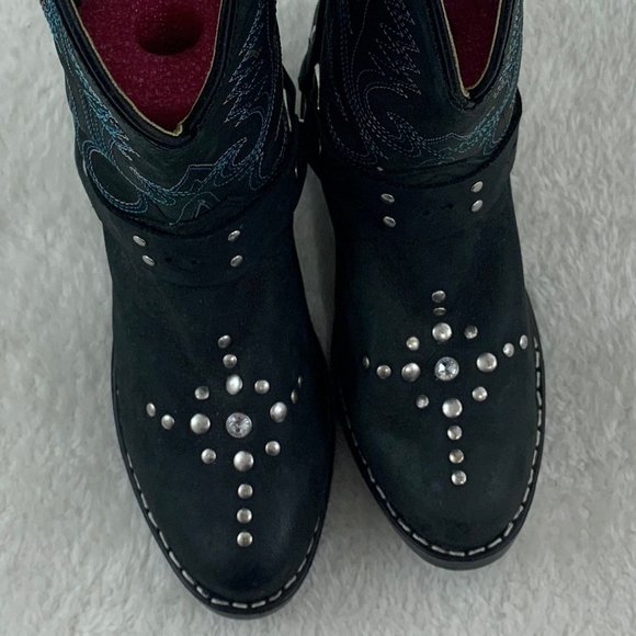 Smokey Mountain Embellished Black with Blue Cowgirl Boots Sz 13.5 - Picture 3 of 12